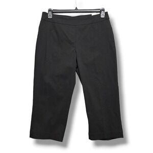 Slim Sation Capri Pant Womens‎ 12 Black Pull On Mid Rise Cropped Trouser